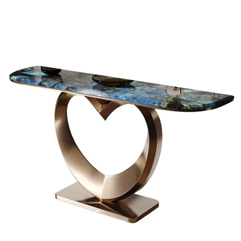 

Stone entrance table, modern and simple entrance, narrow table against the wall, artistic end viewing platform