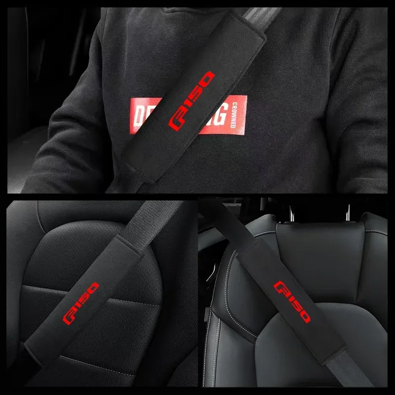 1pcs Car Safety Belt Ornament Plush Leather Anti-Fur Seatbelt Shoulder Protector For ford f150 f-150 raptor svt Pickup Llaveros