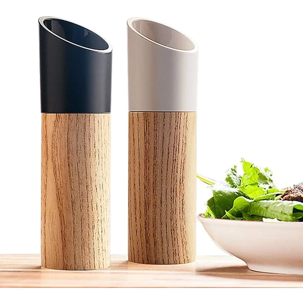 Wooden Salt and Pepper Grinder Spice Nuts Mills Handheld Seasoning Grinder Bottle Cooking Household Kitchen BBQ Adjustable Tools