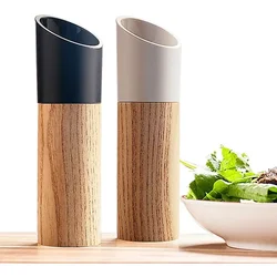 Wooden Salt and Pepper Grinder Spice Nuts Mills Handheld Seasoning Grinder Bottle Cooking Household Kitchen BBQ Adjustable Tools
