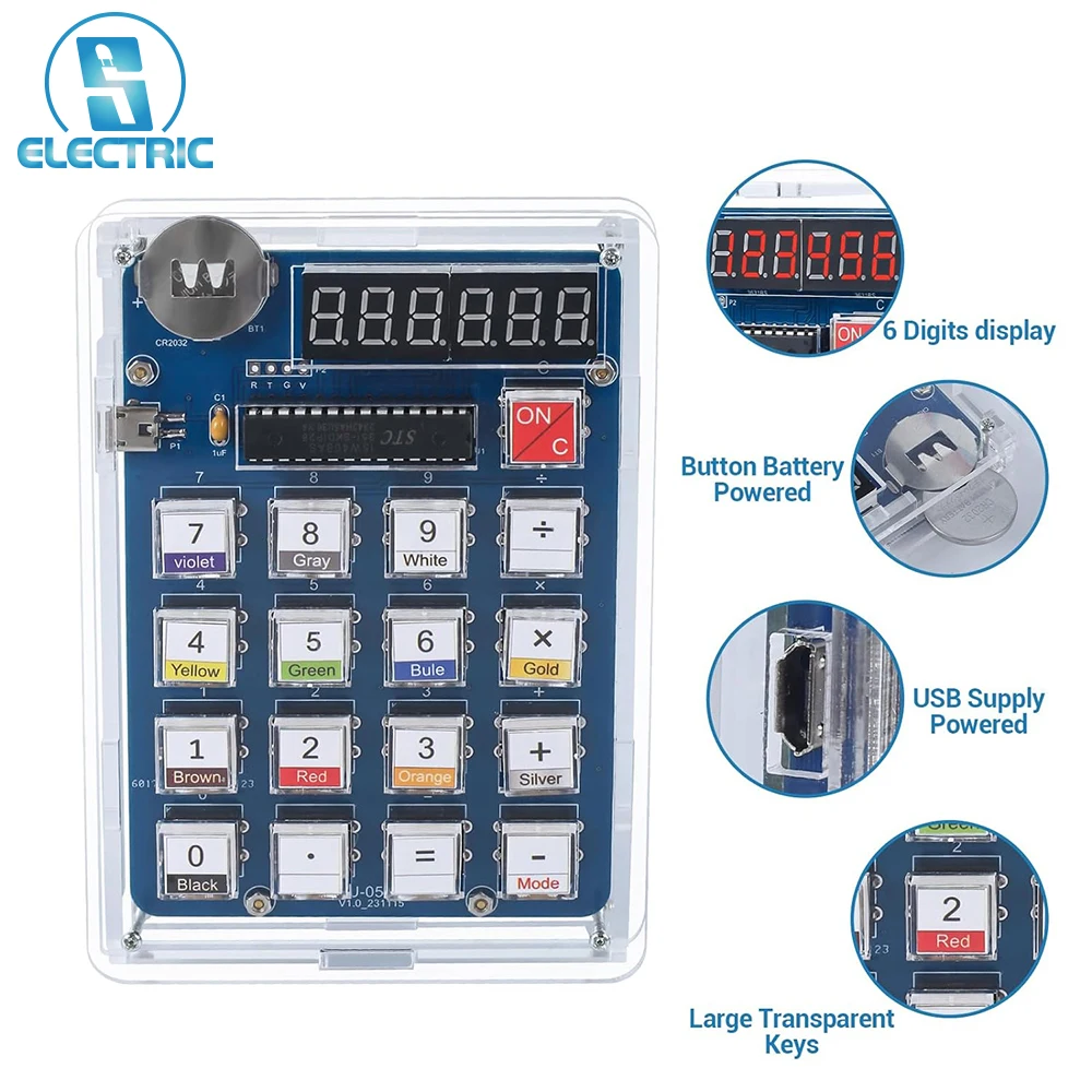 DIY Calculator Electronic Kit Desk Calculator Soldering Project Practice Suite LED Display for School Student Learning STEM