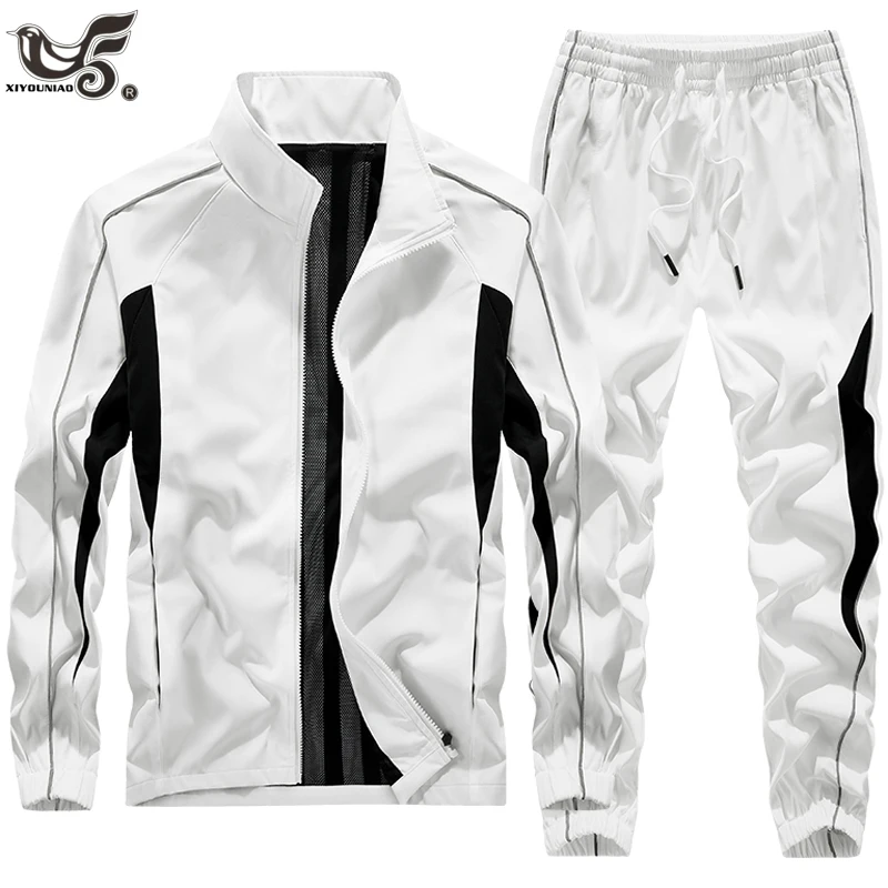 

Мужские спортивные костюмы для весны и осени: повседневные комплекты для спортзала, джоггеры, куртки и брюки, двухсоставные комплекты в стиле хип-хоп для бега и спорта, мужская одежда