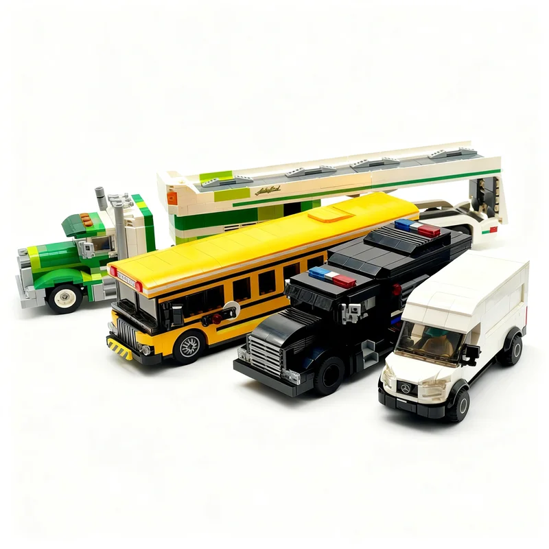 2062pcs MOC Service Vehicle Pack 4 Model Building Blocks Toy Architecture Christmas Gift Birthday Education Assemble Brick DIY