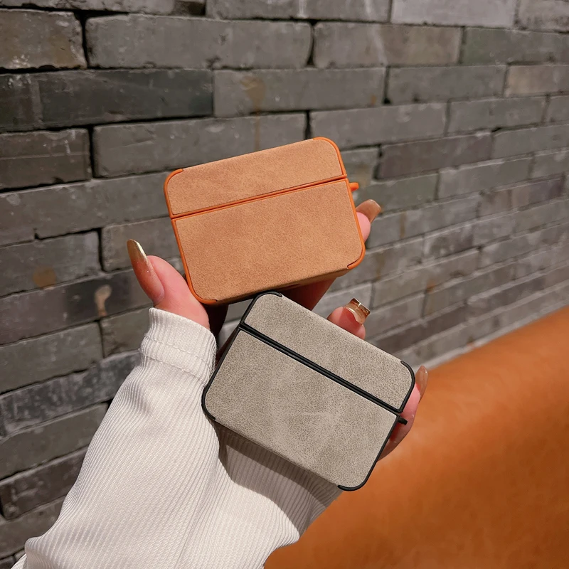 เคสหนังเทียมสีทึบธรรมดาสำหรับ Apple airpods 2 3 Generation ครอบคลุมสำหรับ airpods Pro 2 Gen เคสป้องกัน Air pods