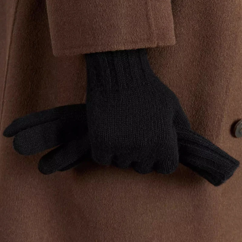 Men's Wool Thick Winter Gloves Touchscreen Compatible Warm Soft Anti-Pilling Stretch Fingers Skin-Friendly Gift