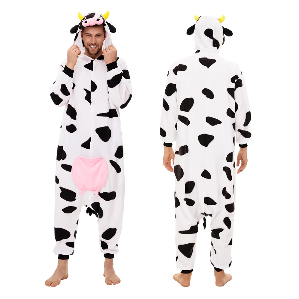 Animal One-piece Pajamas for Adults Men Winter Soft Warm Hooded Onesie Homewear Halloween Parties Cosplay Costumes Sleepwear