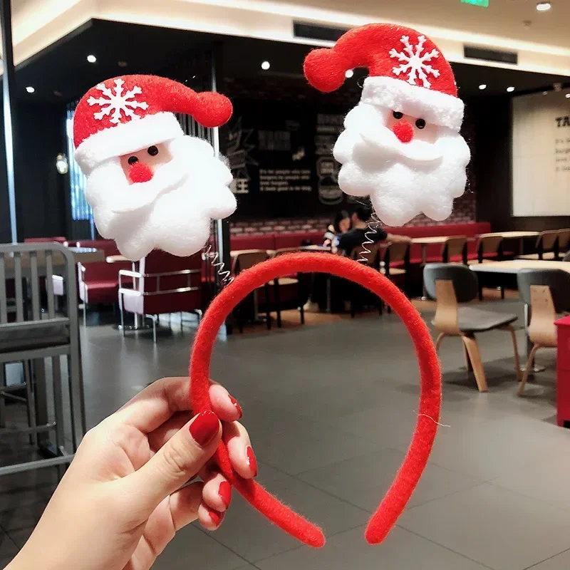 Fashion Christmas Red Bows Headbands Kids Girl Classic Elastic Reindeer Antler Santa Hair Hoop Xmas Party Baby Hair Accessories