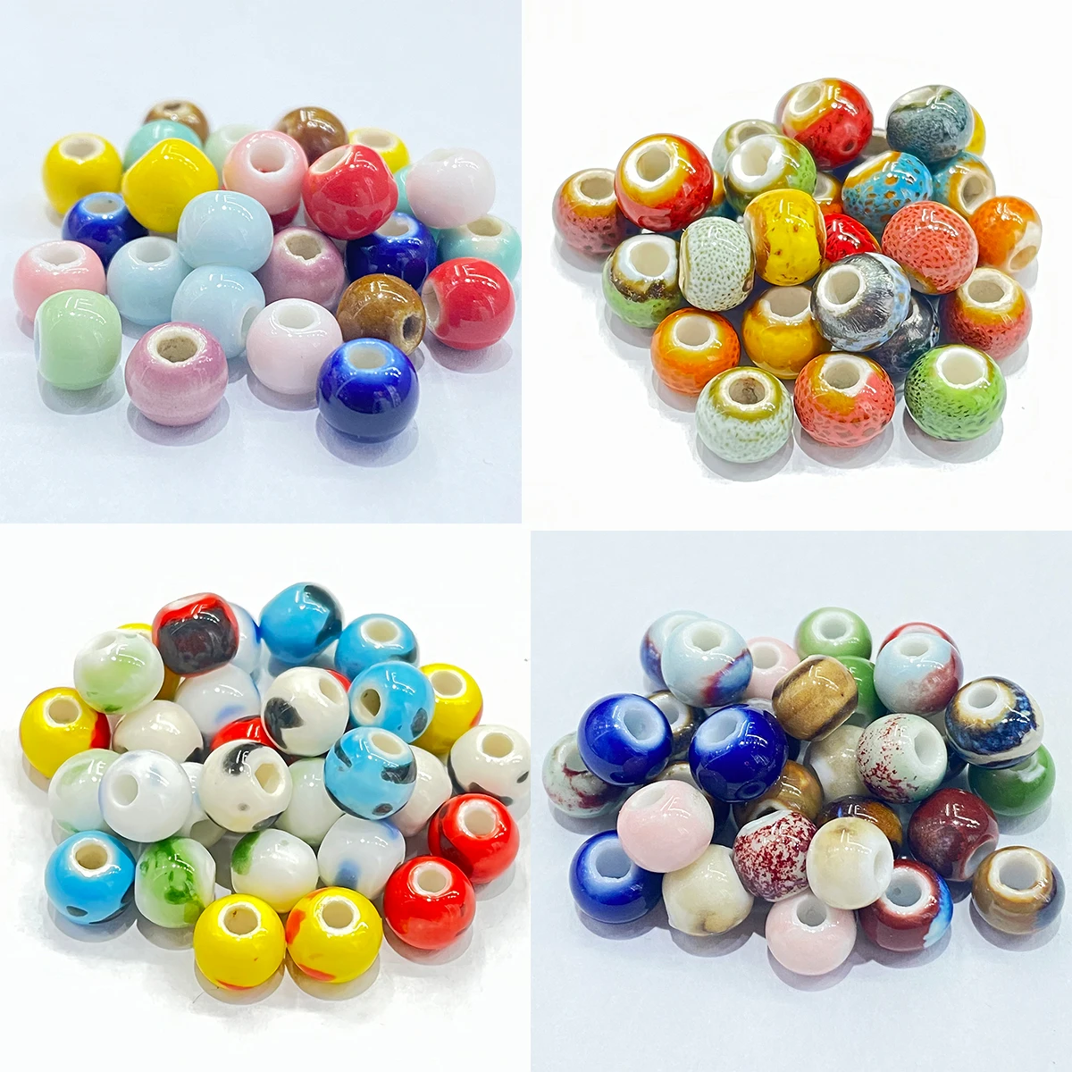 100/200pcs 50Different-Colors 6MM Round Spacer Beads Ceramic Porcelain Small Geometry Colorful DIY Jewelry Handmade Ornaments