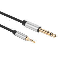 Black 3.5mm Male to 6.35mm Stereo Male TRS Audio Cable for Amplifier Headphone Reducing Transmission Signal Attenuation