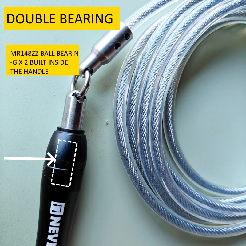 Double ball bearing smooth 290-390 gram heavy 6mm jump skip rope weighted bars TPU coat steel cord fitness robust anti cold