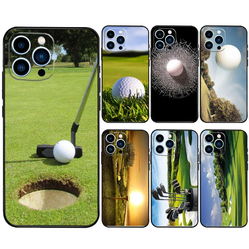 Sport Golf Ball Course Field Case For iPhone 16 15 14 11 12 13 Pro Max Mini X XR XS Max 7 8 16 15 Plus Cover Funda