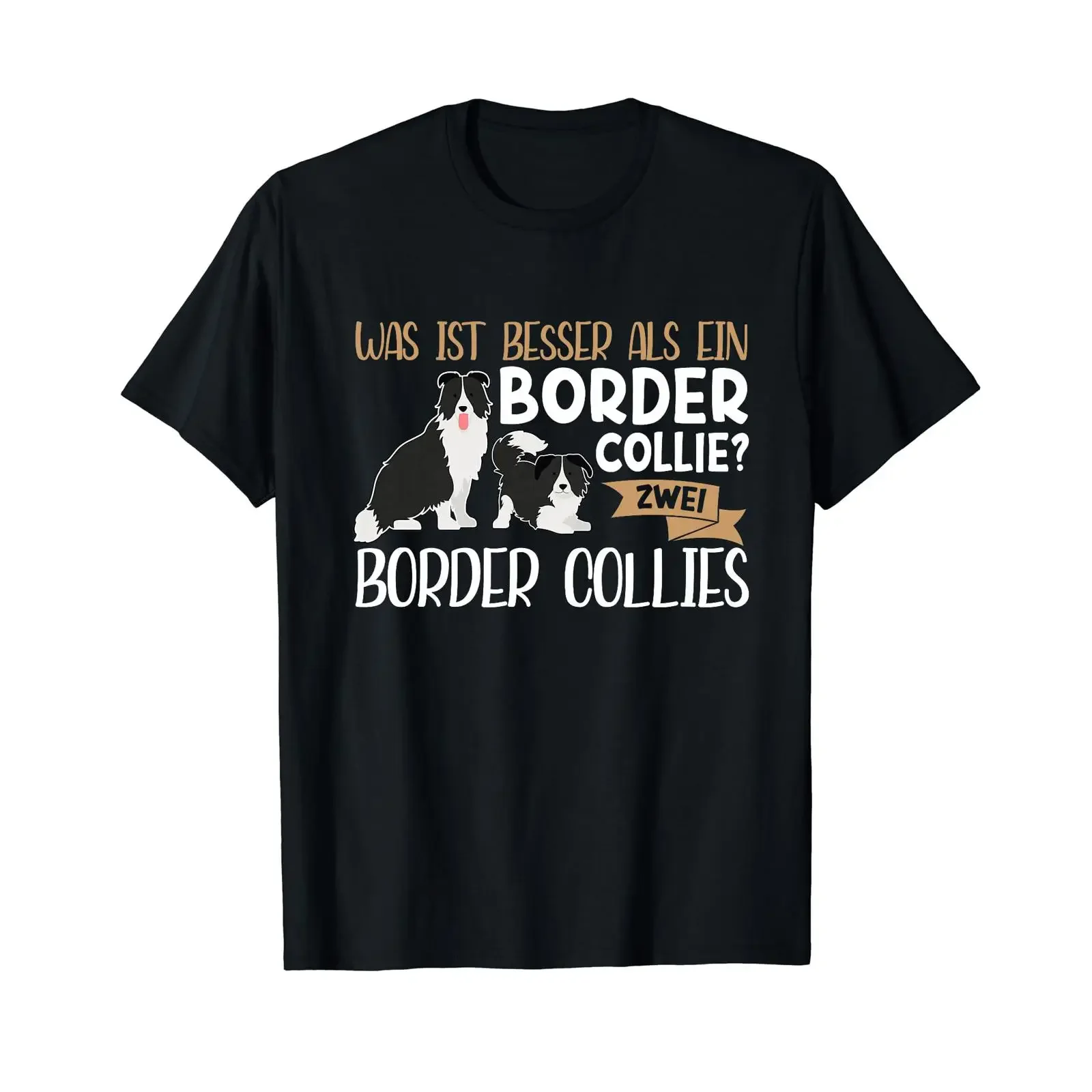 Camiseta Preta Vintage Lavada com Estampa Gráfica: O Que É Melhor Que Um Border Collie? Dois Border Collies. Estilo Streetwear Versátil e Ligeiramente Respirável.