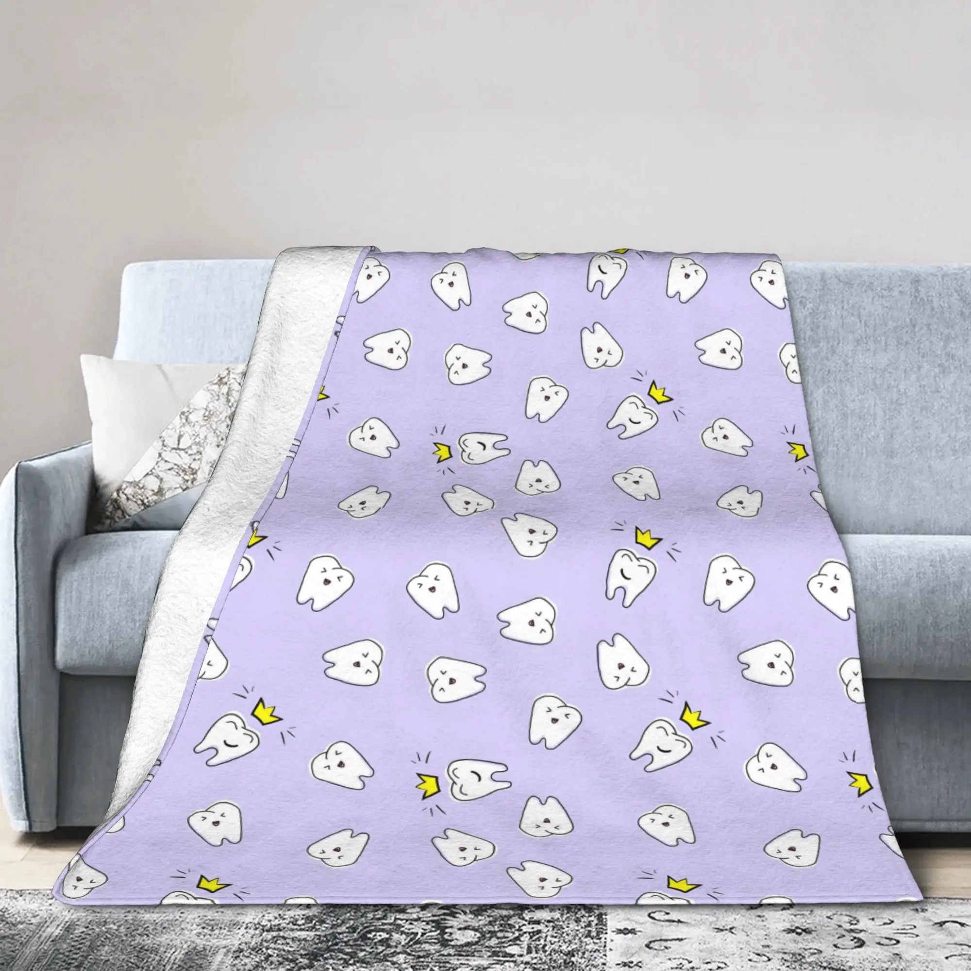 Custom Sofa Fleece Tooth Dentist Nursery Throw Blanket Warm Flannel Care Dental Health Blankets for Bedroom Travel Sofa Quilt