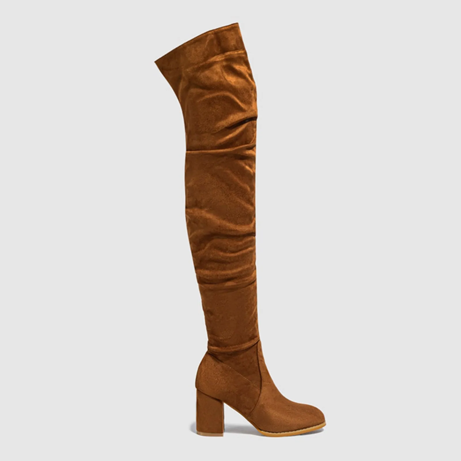 المرأة منتصف العجل الأحذية الجلد المدبوغ طول الركبة الأحذية كعب عالي مكتنز مطوي تصميم أحذية طويلة غير رسمية أحذية الشتاء الموضة #5