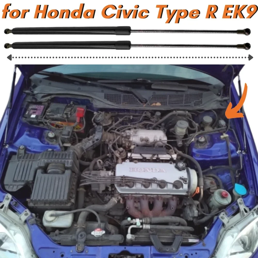 Qty(2) Hood Struts for Honda Civic Type R (EK9) 1997-2000 Front Bonnet Gas Springs Shock Absorbers Lift Supports Strut Bars