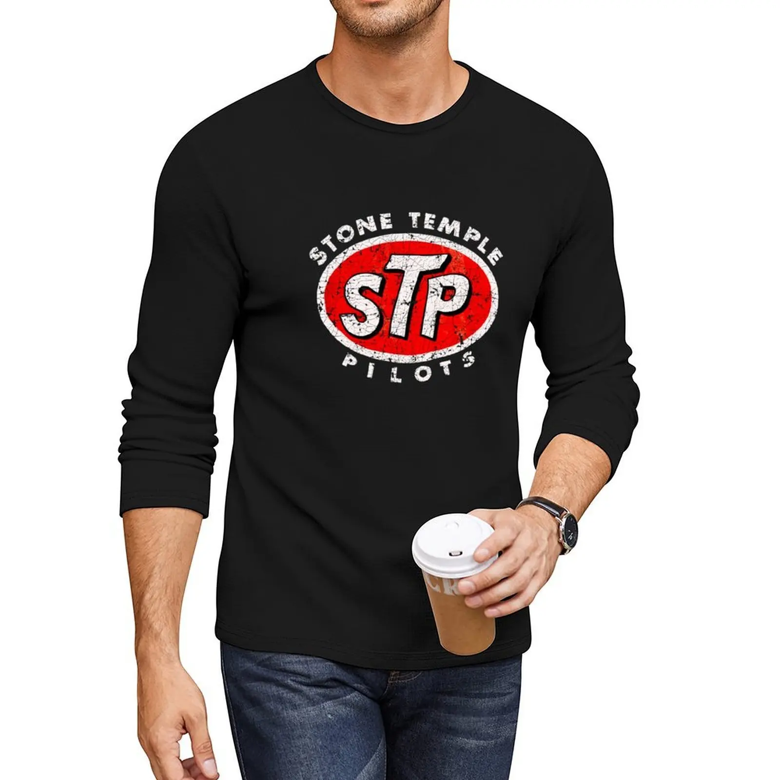 

STP Logo Long T-Shirt oversized t shirts funny t kawaii clothes custom heavy weight for men