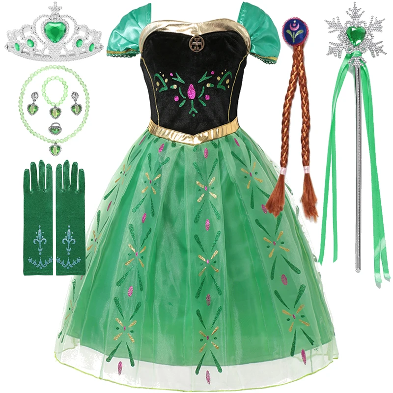 2024 Disney Girls Frozen Princess Dress Baby Girls Elsa Anna Cosplay Costume Halloween Costume Carnival Birthday Party Clothing