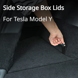 Rear Trunk Cover For Tesla Model Y Side Storage Box Lids Organizer Baffle Flannel Suede Flocked Caps Car Accessories 2024