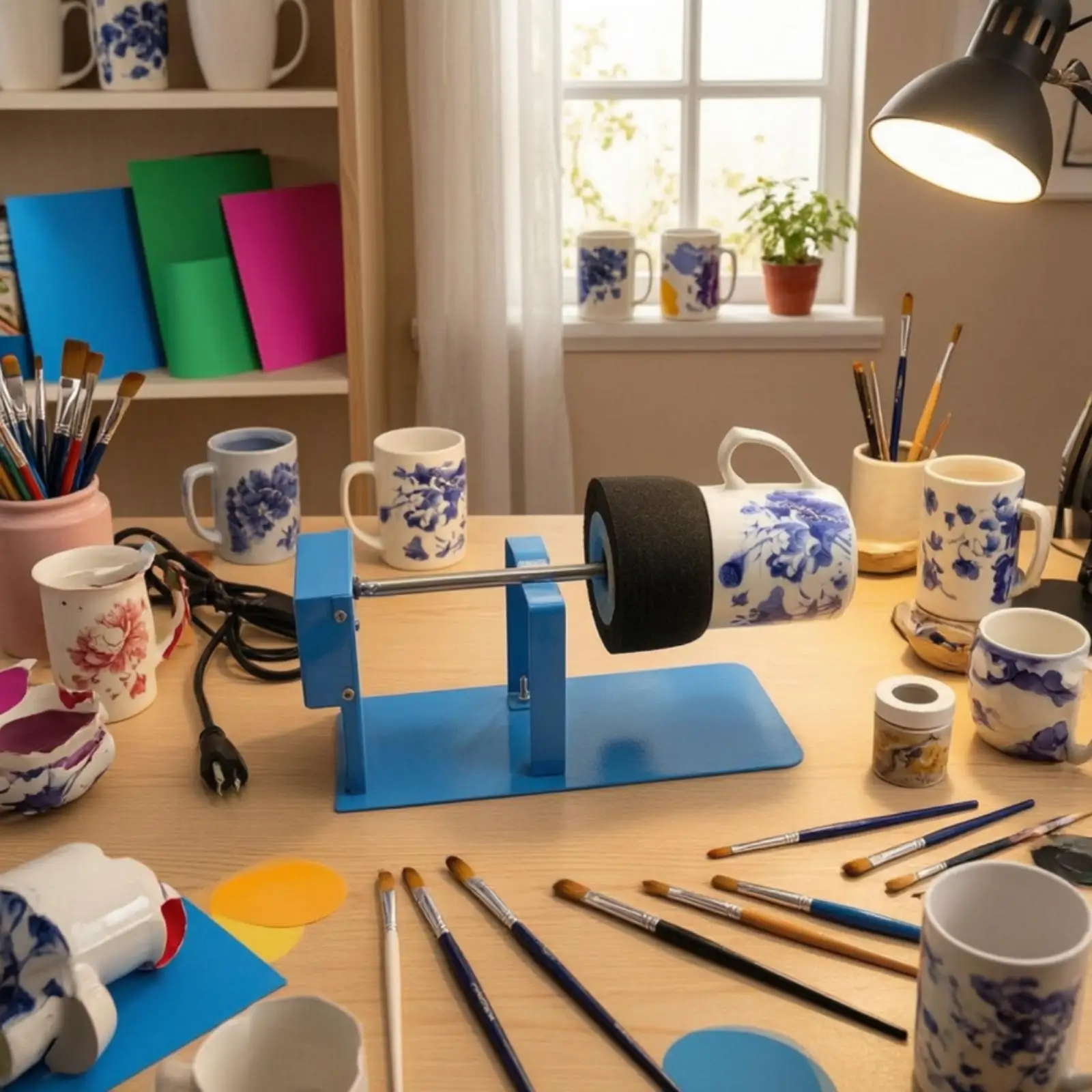 smooth-rotating-cup-turner-for-craft-projects-with-aluminum-frame-and-soft-roller-for-tumblers