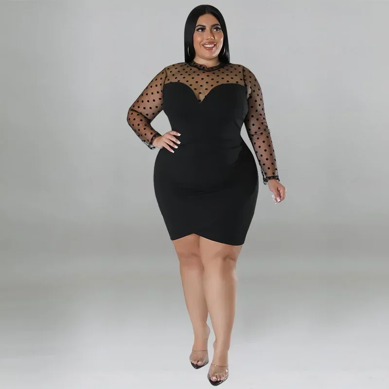 MY1032- Europeu e Americano plus size sexy hip abraçando boate roupas femininas malha vestido multicolorido, gordinho MM