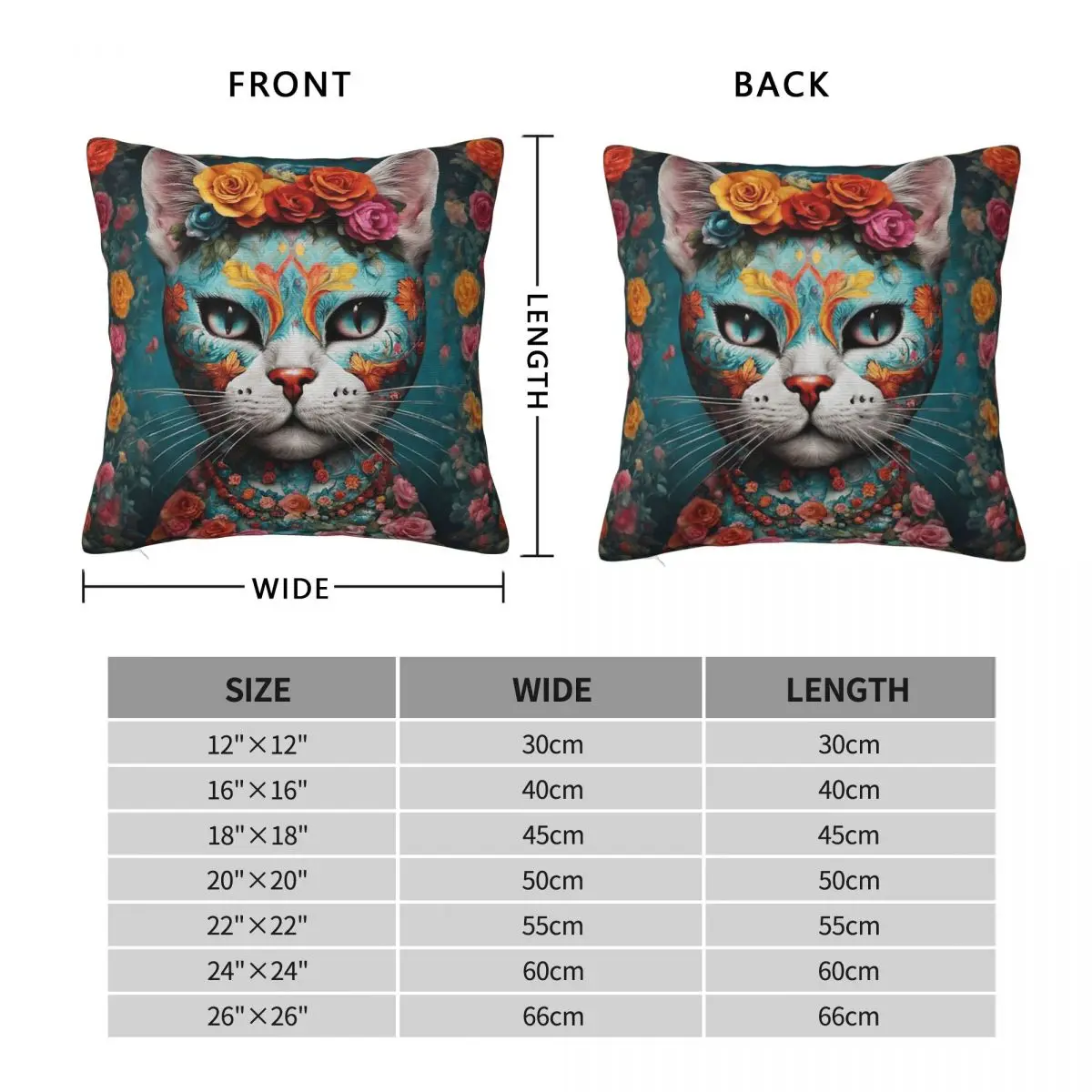Dﾙa De Muertos Las Cat Square Pillowcase Polyester Linen Velvet Creative Zip Decorative Pillow Case Home Cushion Cover 45x45