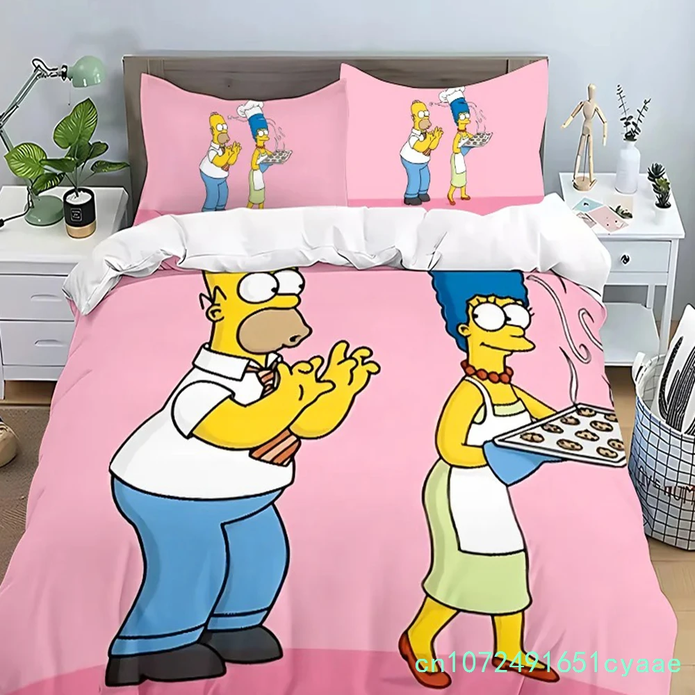 Exquisite Cartoon SS-Simpson Bedding Set Soft Comforter Cover With 1/2pcs Pillow Shams For Kids Adults Microfiber Quilt Cover