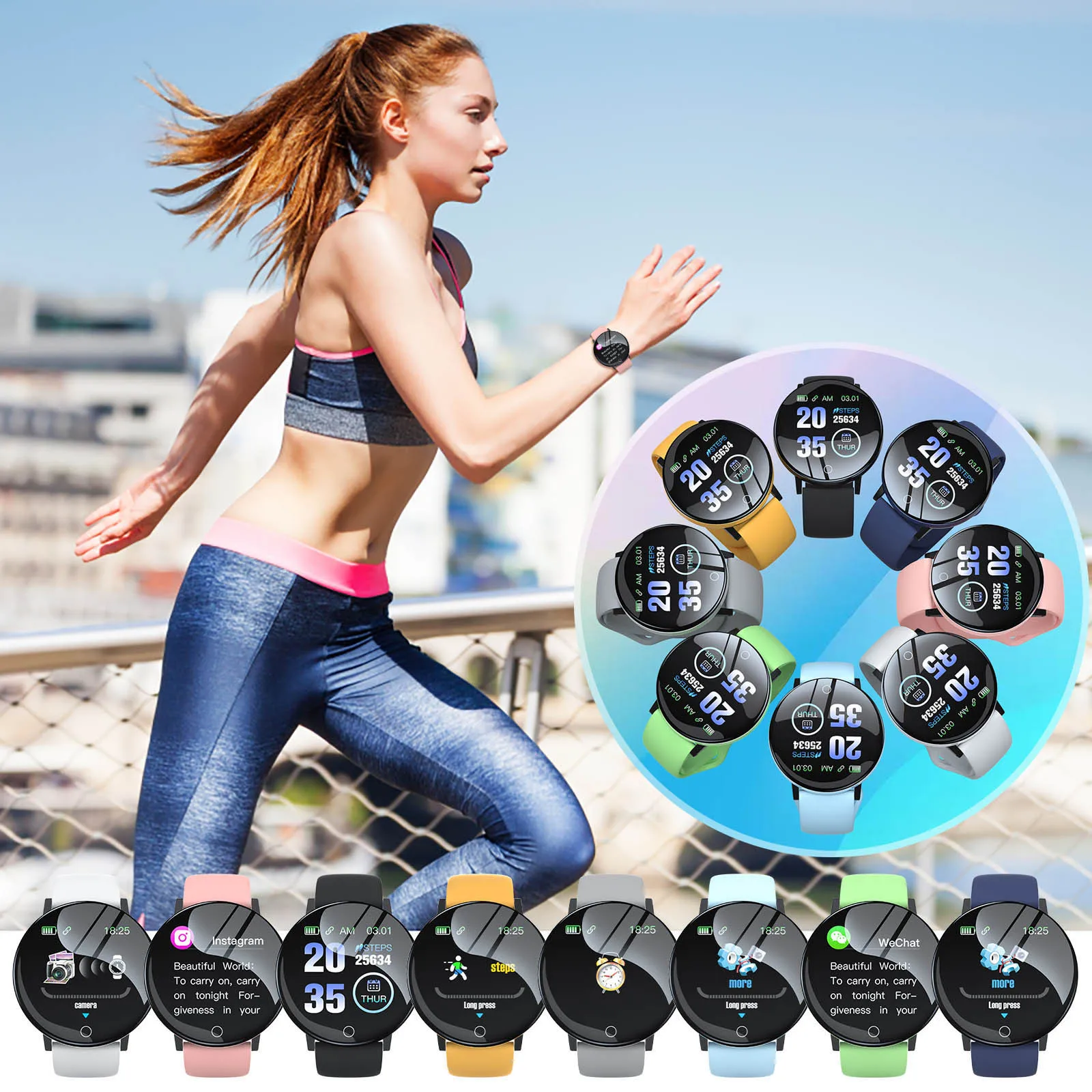 D18 Macaron Color Kids Watch Smart Watch Men Women Sport Smartwatch Fitness Tracker Electronic Clock Digital Waterproof Watches