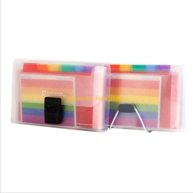 A3PC 3Pcs Rainbow Organ Bag File Case Student Information Multi Layer Ticket Box