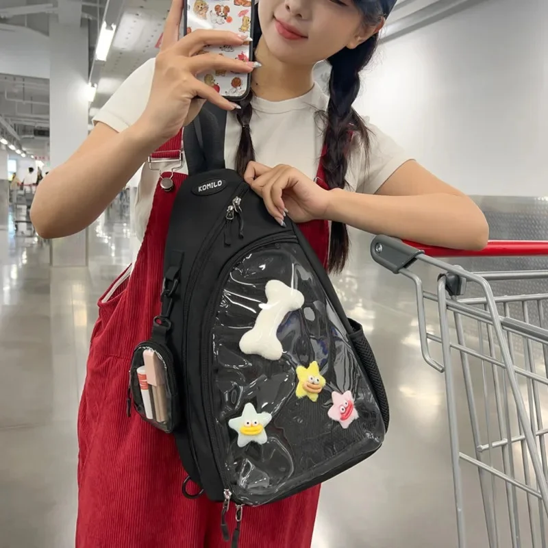 

Forest Crossbody ItaBag Chest Bag Cute Girl Y2K Transparent Layer Badge Class Casual Commute Girl Single Shoulder Bag Itabag New