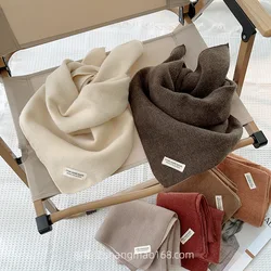 Hot Simple children's all-in-one Triangle Scarf Boys Girls Soft Solid Color New Scarf Baby Autumn Winter Windproof Square 24W012