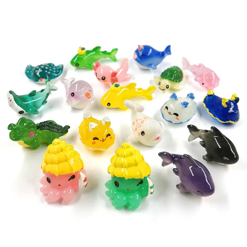 10Pcs Shark Whale Turtle Dolphin Sea Fish Figurine Model Diy Home Decor Aquarium Miniature Fairy Garden Decoration Accessories