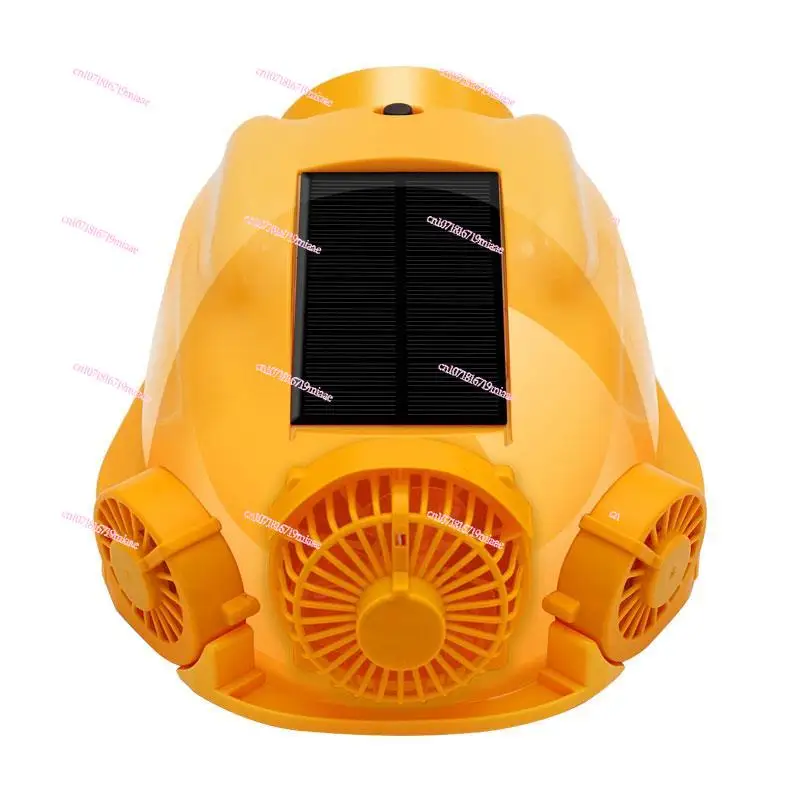 Construction site four fan cap solar charging Bluetooth summer cooling air conditioning refrigeration wind strong safety thicker