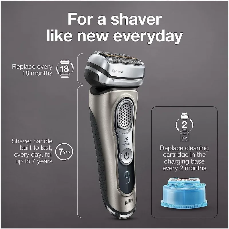 Braun Series 9 9385cc Latest Generation Electric Shaver,Rechargeable & Cordless Electric Razor for Men,with Clean&Charge Station