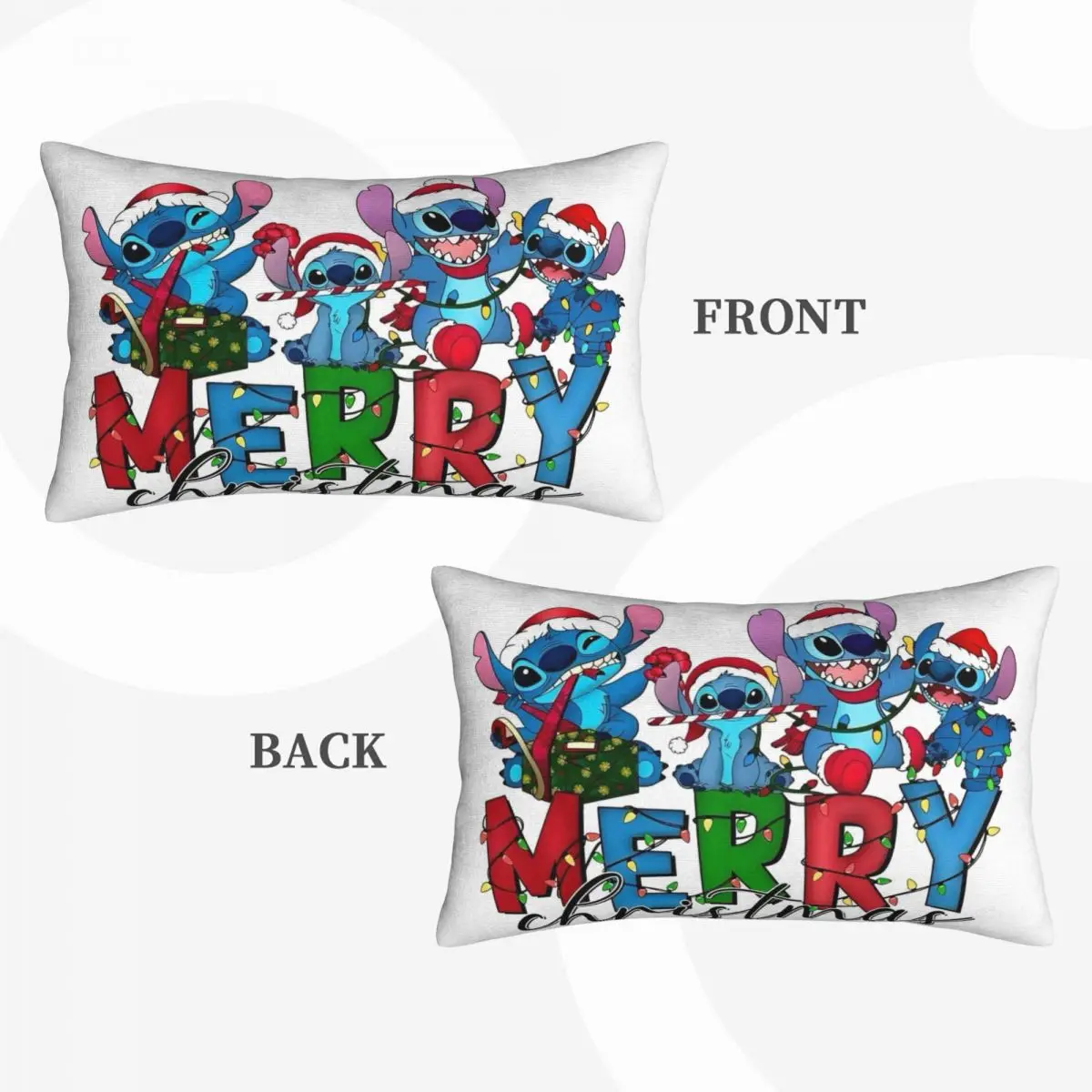 Merry Christmas Stitch & Lilo Pillowcases Reversible Bedding for Kids Double Sided Pillow Covers 20x30 in For Bedroom