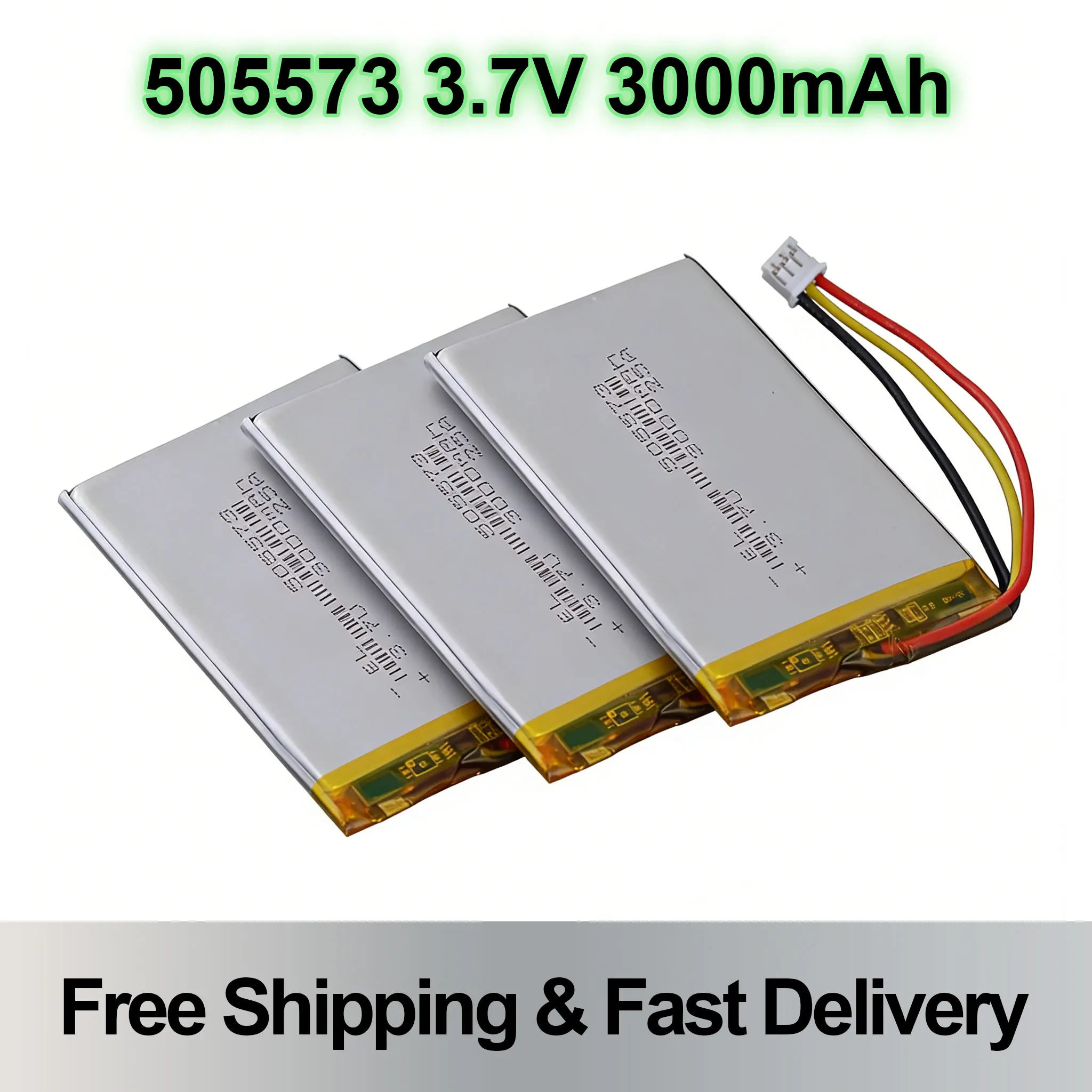 

Rechargeable 3.7V 3000mAh 505573 Li-Po Battery 11.1Wh NTC Thermistor 3Pin JST 2.0mm Connector