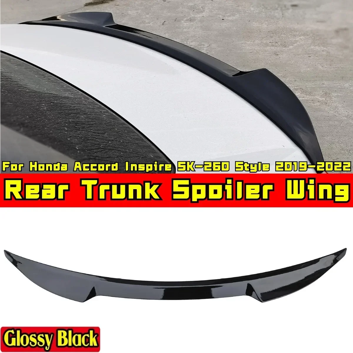 Inspire Rear Wing Glossy Black SK-260 Style Rear Roof Spoiler Wing  Body Kit For Honda Accord Inspire 2019-2022 Car Accessories