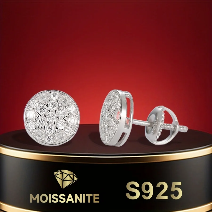

Round Moissanite Earrings Silver 925 Stud Earring with Gra Certificate Jewellery Woman Engagement Wedding