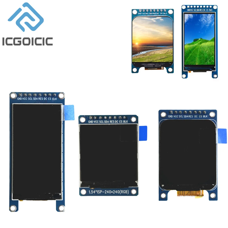 Display Module 1.54 1.69 1.9 Inch All Color Full View HD IPS TFT Screen SPI Interface ST7789 Controller For Arduino