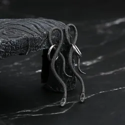 Punk Rock Eardrop 2024 New 316L Stainless Steel 3D Snake Earring Fashion Jewelry Animal For Mn Women