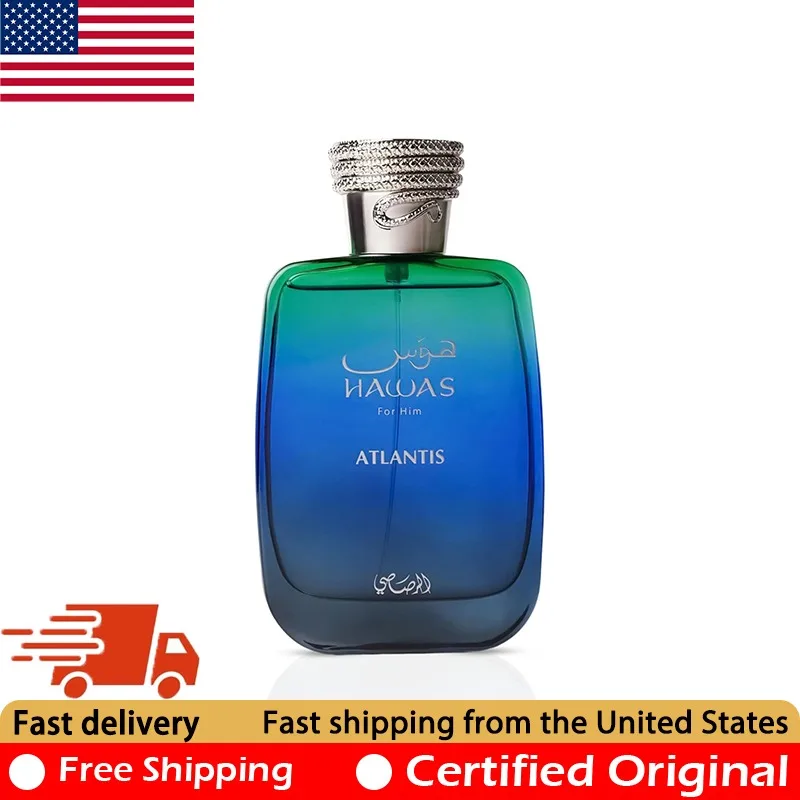 

Rasasi Hawas Atlantis Eau de Parfum Spray 3.4 Ounce Premium Arabian Perfumes Natural Lasting Fruity Pheromones Perfume 100 ML