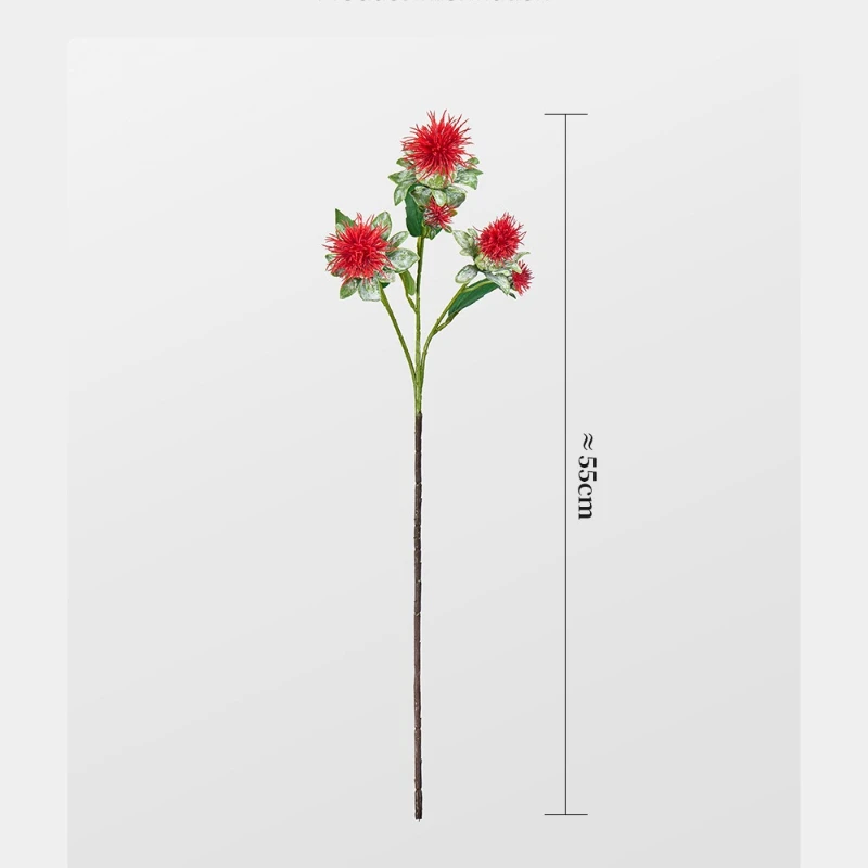 6 Stück Künstliche Phoenix-Haar-Chrysanthemen, Plastik-Kunstblumen, Rote Gänseblümchen, Simulationsblumen für Wohnzimmerdekoration – Detail 1