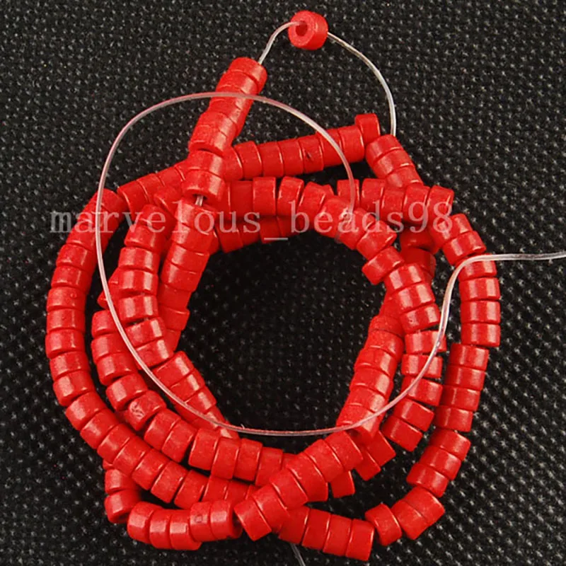 Beautiful jewelry 2x4mm Dark Red Howlite Howlite Column Women men Spacers Loose Bead 15 1/2 
