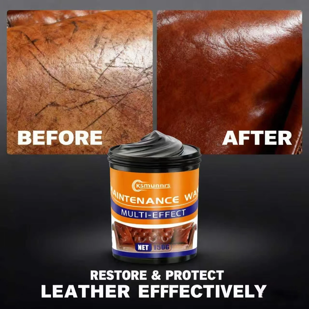 Ksmunnrs 150G Cera per manutenzione multieffetto: balsamo per la cura della pelle del seggiolino auto/divano, rivività istantanea e protezione duratura