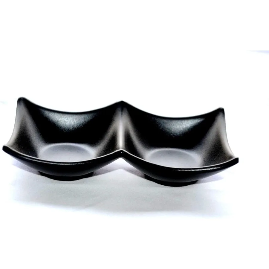 

Разделенные блюда для соевого соуса с 2 отделениями, васаби, суши, сашими, прямоугольные пластиковые тарелки для макания, 51 4 x 23 4 дюйма, черные 20