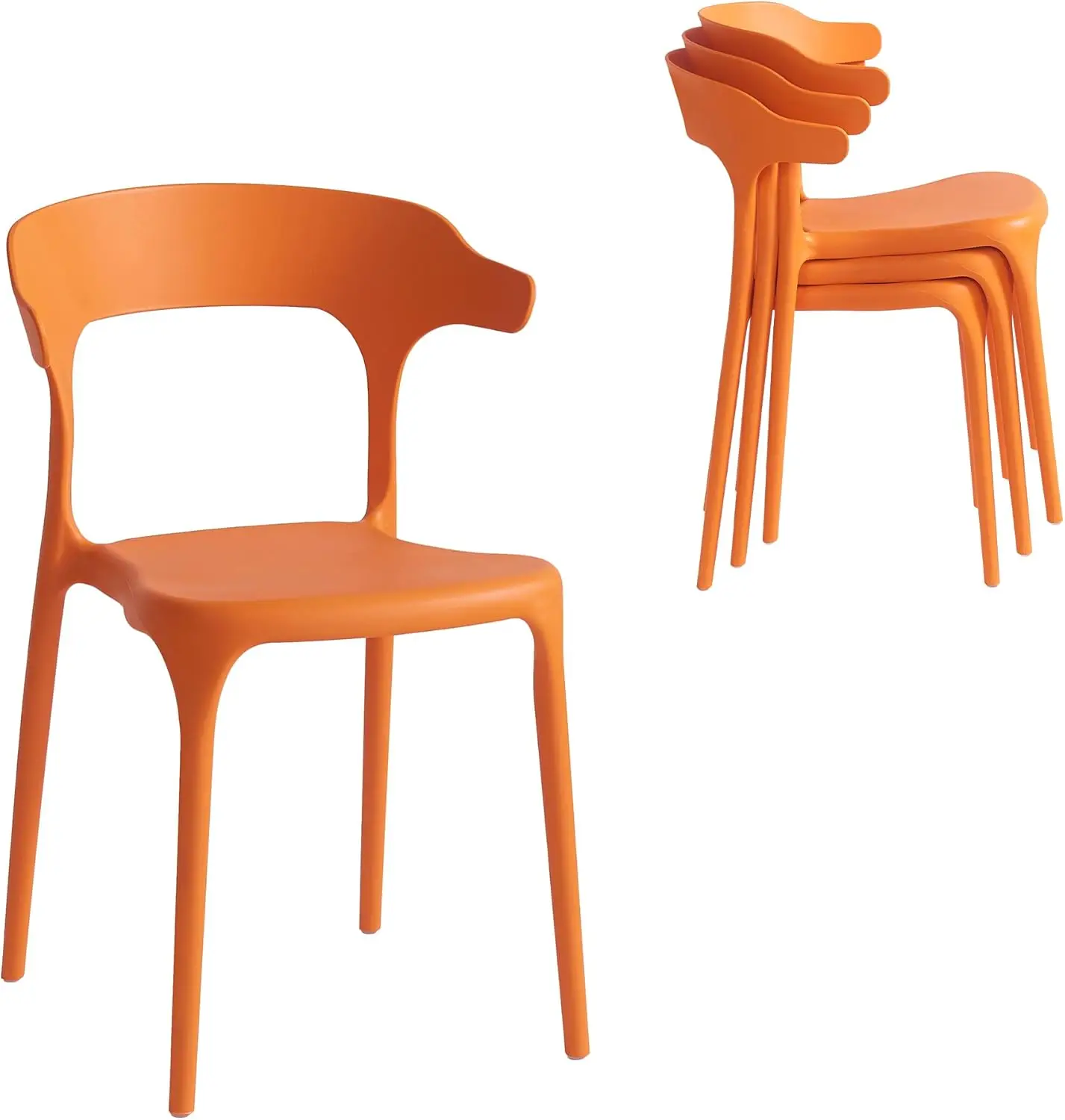 

Dining Chair Set, No Assembly, Plastic Chair, Patio Chair, Suitable for Indoor and Outdoor Cafes and Restaurants, Set of 4 (Oran