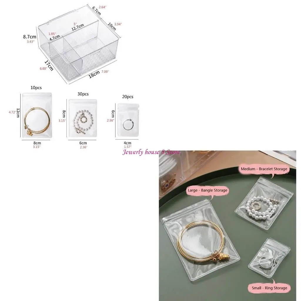 

Сумка с застежкой-молнией для ювелирных изделий, многоразовая сумка для ожерелья, прозрачный портативный держатель для сережек