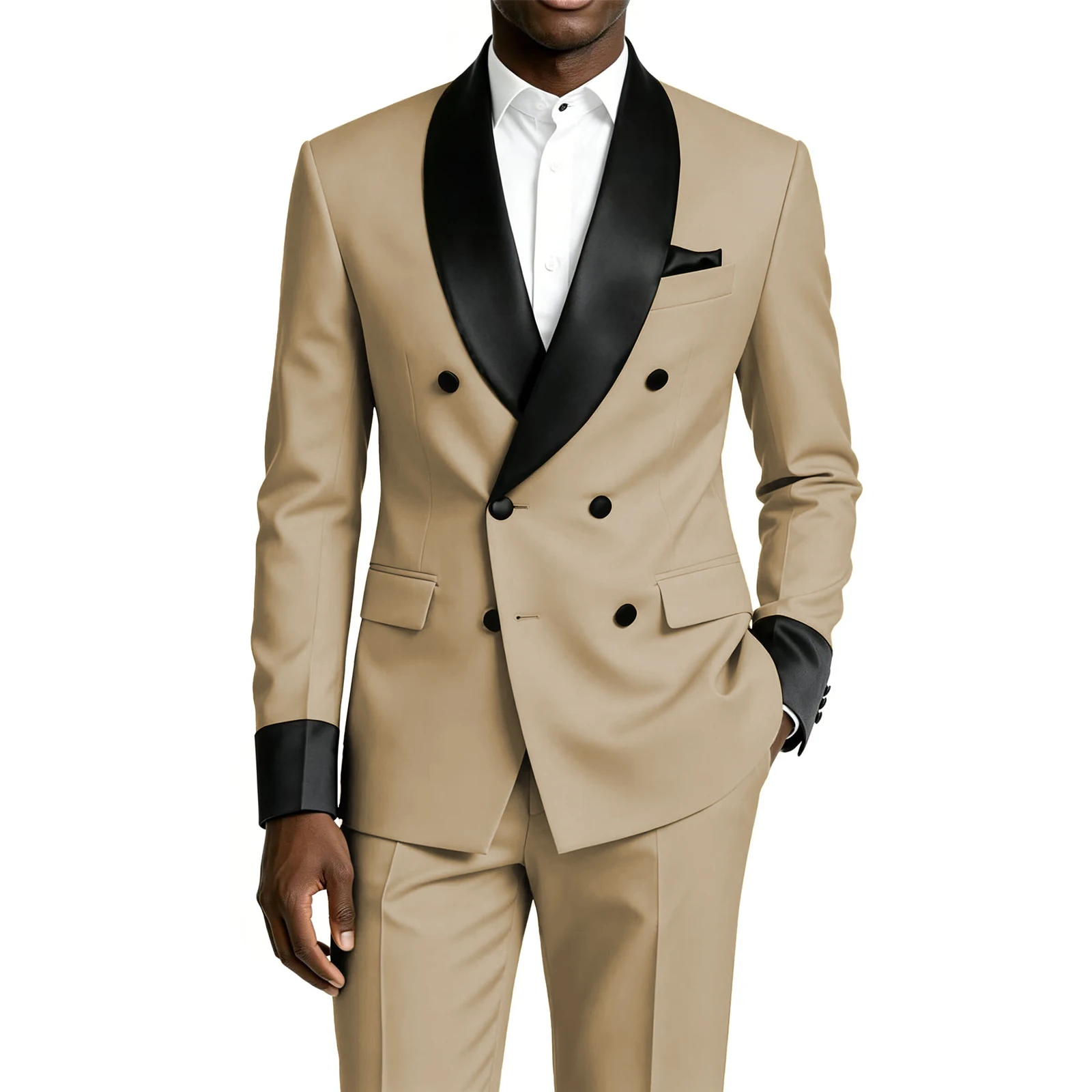 

Men's Tuxedo Suit 2 Piece Douuit Men Slim Fit Shawl Lapel Formal Suits for Wedding Prom Party Dinner