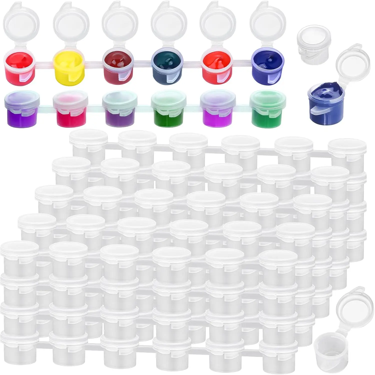 

Набор из 240 пустых контейнеров для краски, 40 полосок мини-контейнеров для акрила с крышками для творчества и рукоделия, 3 мл/0,1 унции