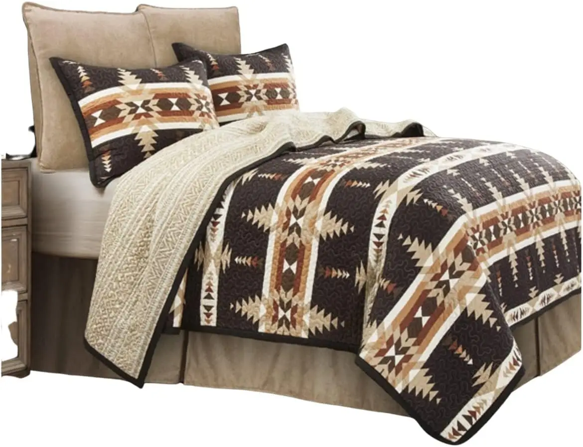 Paseo Road by HiEnd Accents Yosemite Western Bedding 3 Piece Quilt Set with Pillow Shams, King Aztec Bedding Set,