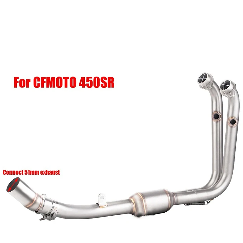 

Stainless steel Motorcycle Exhaust Systems Escape 51mm Muffler Front Link Pipe with Catalys For CFMOTO 450SR 450 SR